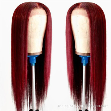 Hot Sale High Quality 13x4 Lace Frontal Wigs 99J 150% Density Straight Brazilian Human Hair Wigs Factory Wholesale